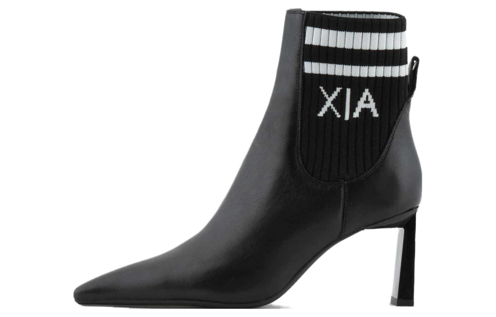 (W) Armani Exchange Leather Pointed-Toe Chelsea Boot 'Black'