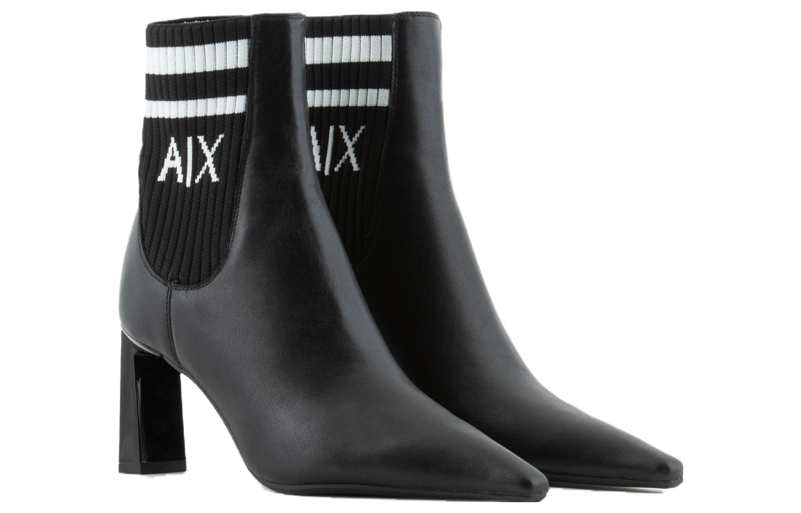 (W) Armani Exchange Leather Pointed-Toe Chelsea Boot 'Black' 圖 2