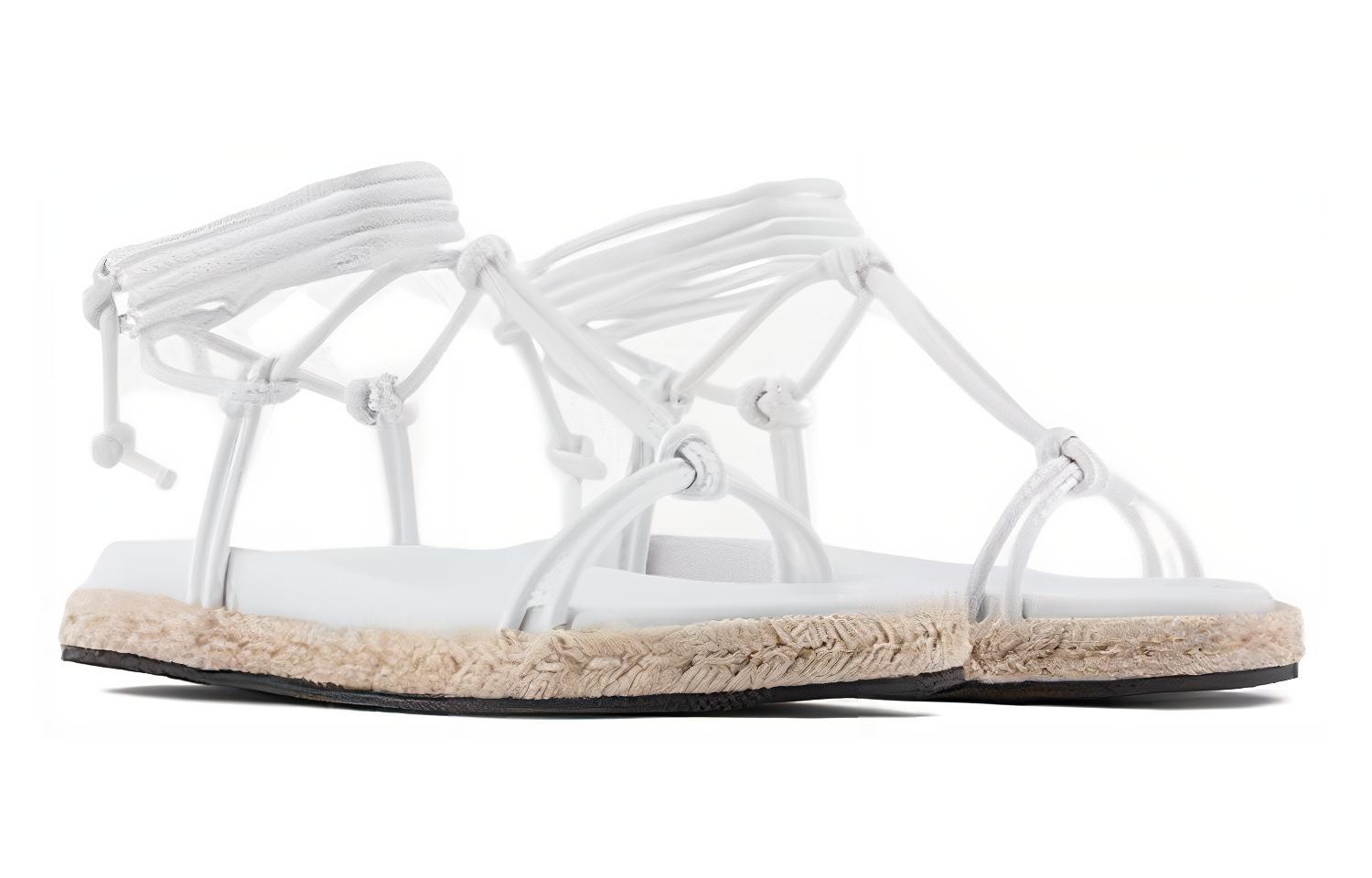 Lookbook (Women) Armani Exchange Leather Round Toe Lace-Up Flat Sandal 'White' XDP024XV427100152