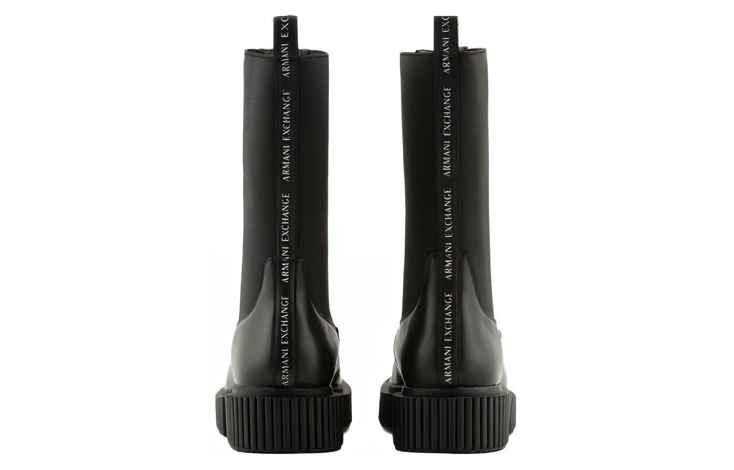 (W) Armani Exchange Leather Round Toe Slip-On Boots 'Black' 圖 3