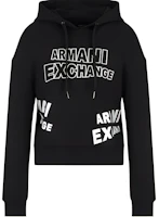 (Women) Armani Exchange Logo Print Drawstring Hoodie Black SS23 3RYM78-YJDBZ-1200 (Women) Armani Exchange Logo Print Drawstring Hoodie Black SS23 3RYM78-YJDBZ-1200