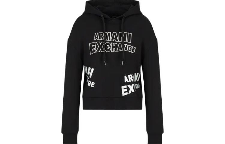 Order (W) Armani Exchange 標誌印花抽繩連帽衫 黑色 SS23 3RYM78-YJDBZ-1200