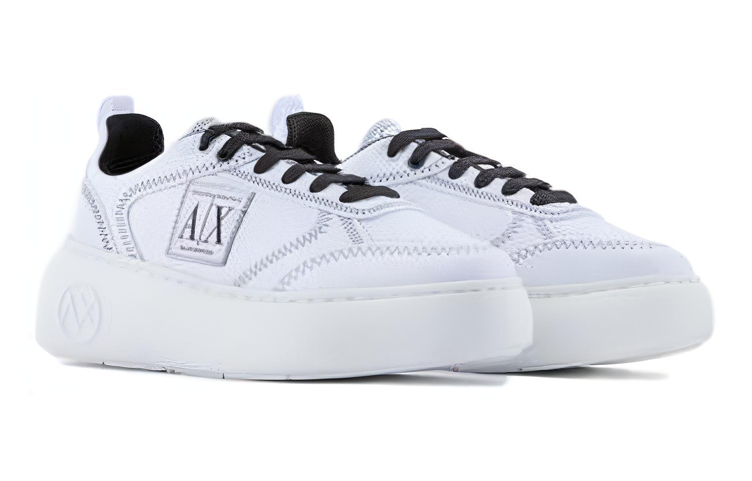 (W) Armani Exchange Low Top Thick Bottom Lace-Up Sneakers 'White Nylon' 圖 2