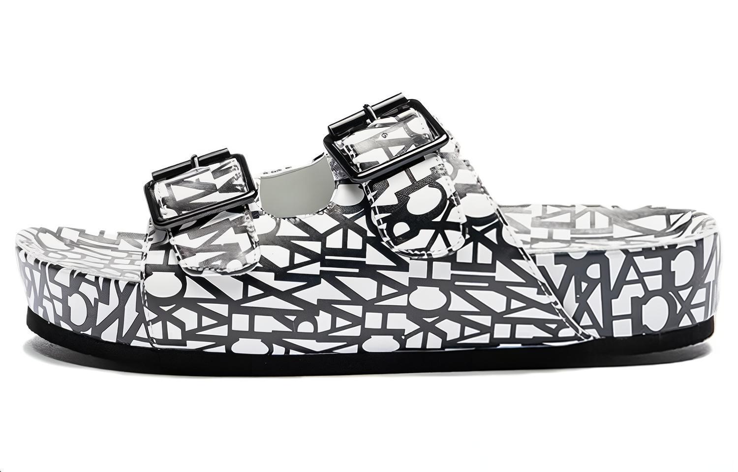 (W) Armani Exchange PVC Casual Fashion Slide 'White Black'