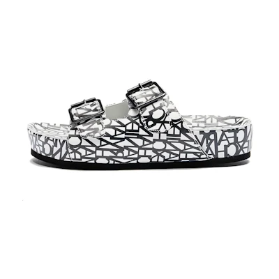 (W) Armani Exchange PVC Casual Fashion Slide 'White Black'