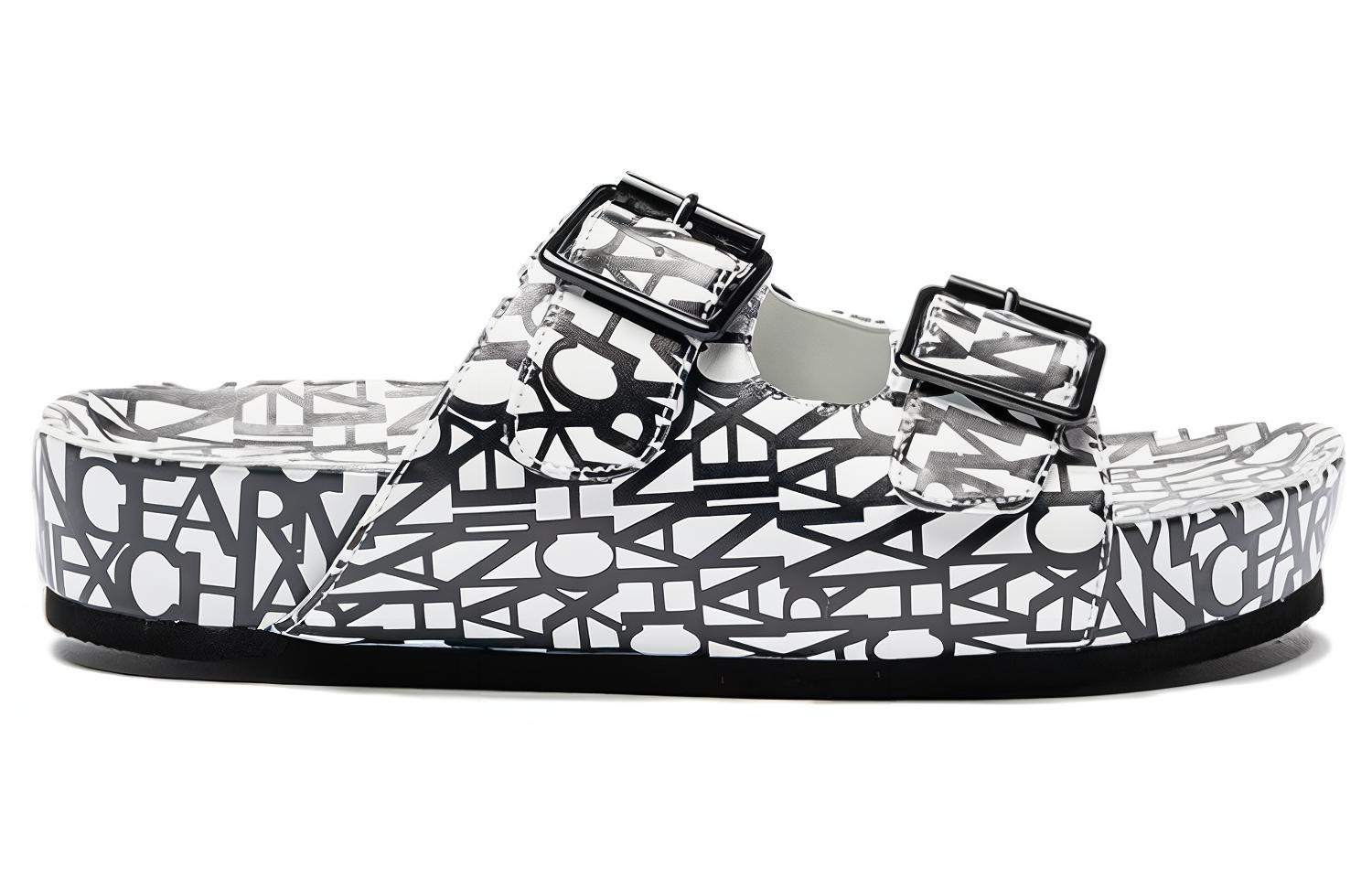 (W) Armani Exchange PVC Casual Fashion Slide 'White Black' 圖 2