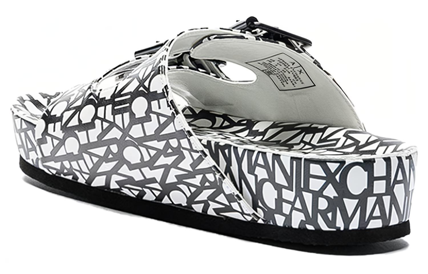 (W) Armani Exchange PVC Casual Fashion Slide 'White Black' 圖 3