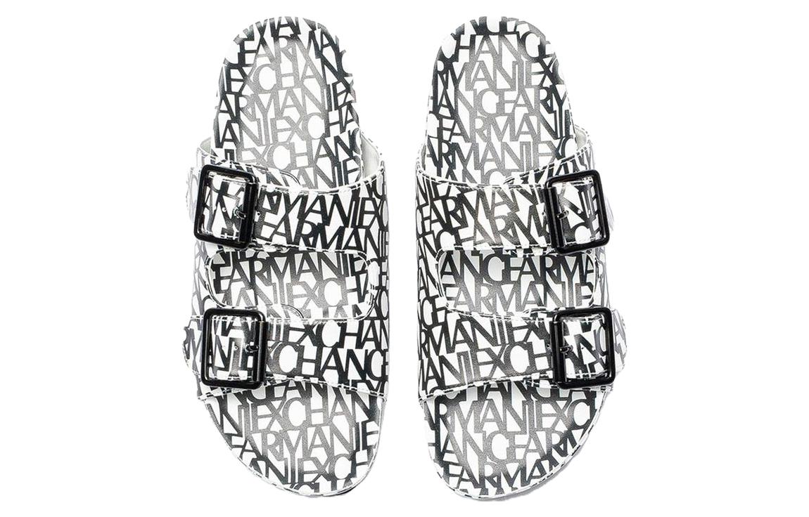 (W) Armani Exchange PVC Casual Fashion Slide 'White Black' 圖 4