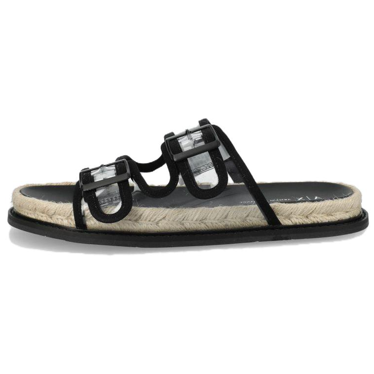 (W) Armani Exchange PVC Round-Toe Open-Slipper 'Black'