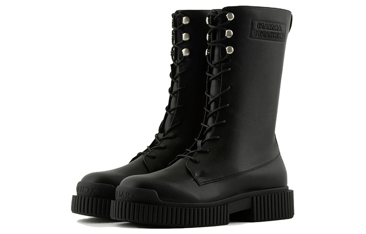Lookbook (Women) Armani Exchange Round Toe Lace-Up Boots 'Black' XDN028XV7481K001