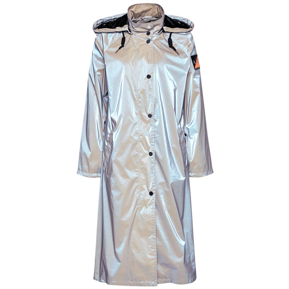 (Women) ARMANI EXCHANGE Silver Hooded Mid-Length Trench Coat. 6KYK06-YNVRZ-1724