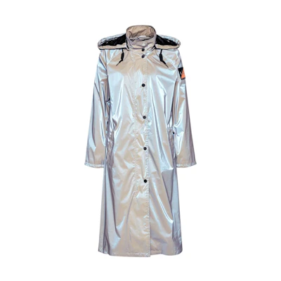 (Women) ARMANI EXCHANGE Silver Hooded Mid-Length Trench Coat. 6KYK06-YNVRZ-1724