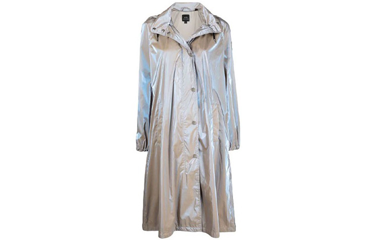 Order (Women) ARMANI EXCHANGE Silver Hooded Mid-Length Trench Coat. 6KYK06-YNVRZ-1724