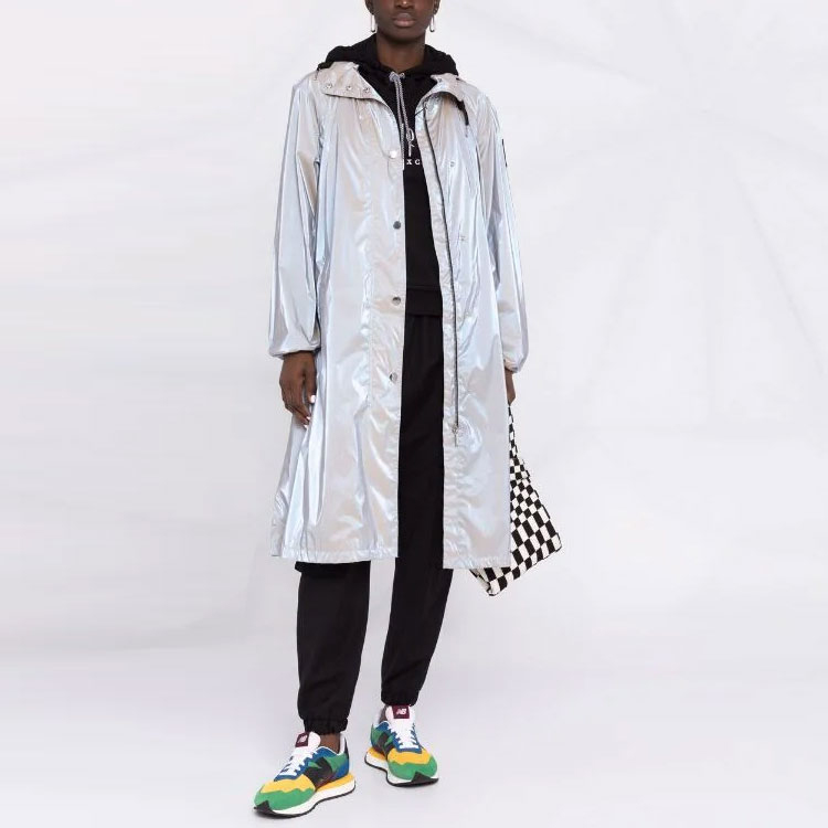 Lookbook (Women) ARMANI EXCHANGE Silver Hooded Mid-Length Trench Coat. 6KYK06-YNVRZ-1724