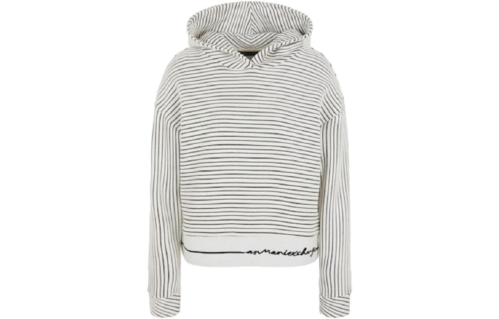 (Women) Armani Exchange Striped Cotton Hooded Sweatshirt Multicolor 6RYM77-YJDXZ-21CP