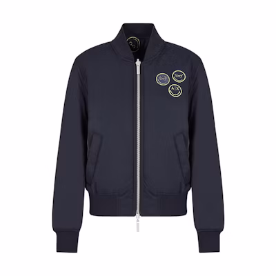 (Women) ARMANI EXCHANGE SMILEYWORLD FW22 Navy Blue Smiley Logo Casual Jacket. 6LYB29-YNLYZ-1593