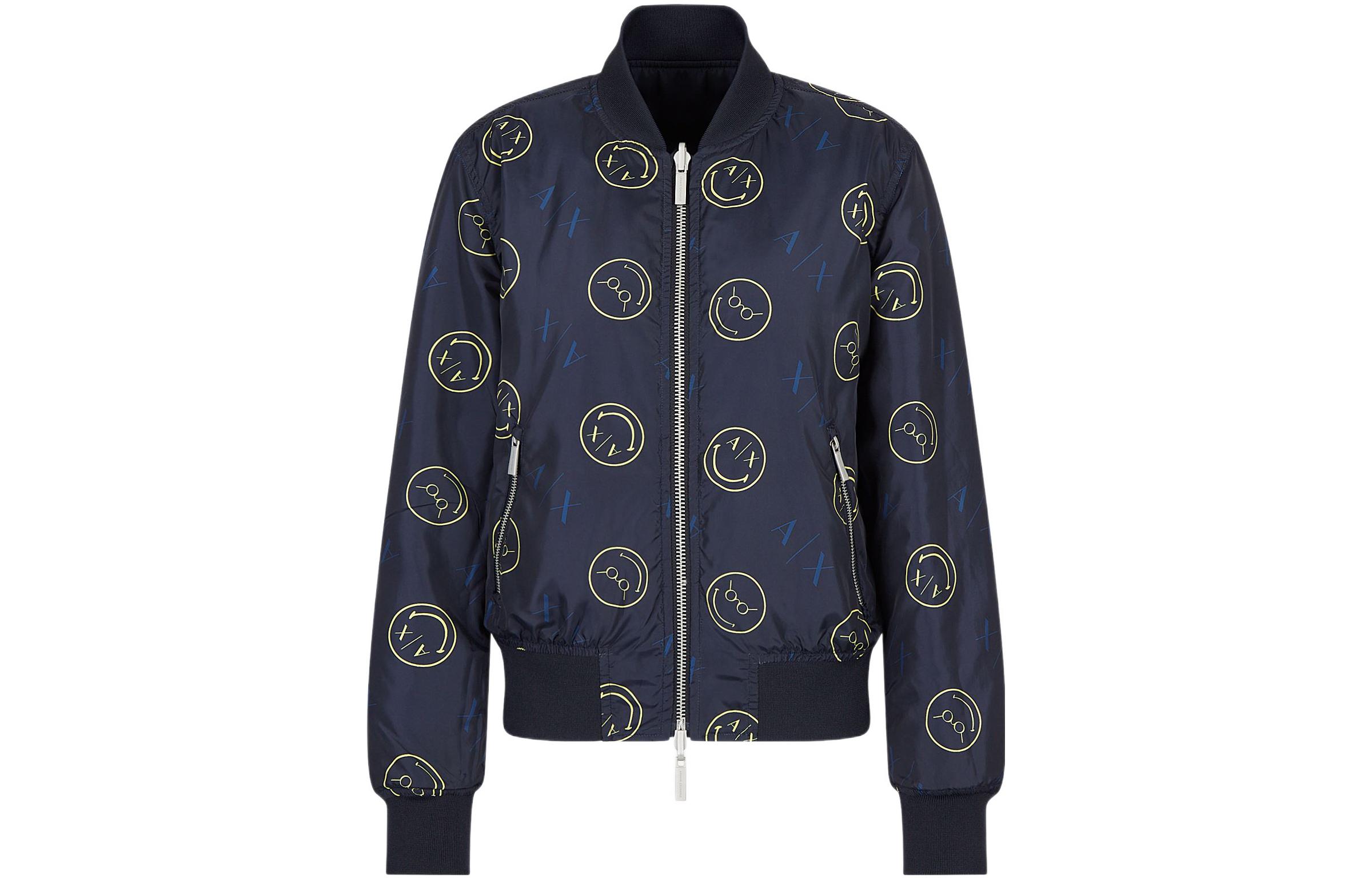 Lookbook (W) Jaket Kasual ARMANI EXCHANGE x SMILEYWORLD FW22 Logo Smiley Biru Navy. 6LYB29-YNLYZ-1593