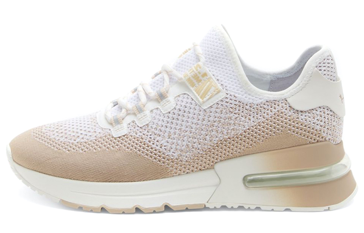 (W) Ash 'Beige Fabric Cushioned Running Sneakers'