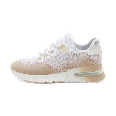 (W) Ash 'Beige Fabric Cushioned Running Sneakers'
