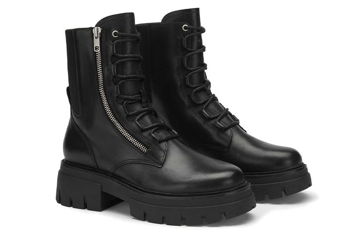 Lookbook ASH Lets 拉鍊皮革保暖增高防滑馬丁靴 女款 黑色