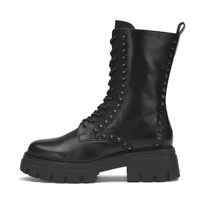 (W) Ash 'Studded Lace-Up Martin Boots Black'