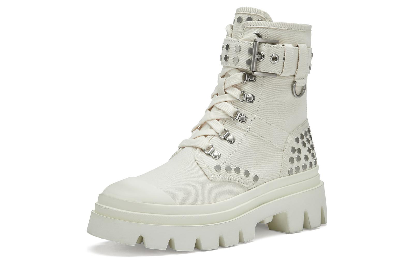 (Women) Ash 'White Studded Comfort Outdoor Martin Boots' SS23-V-137032-002