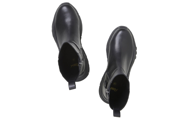 Shop (W) アッシュ レザー厚底ブーツ (ブラック) FW20-S-133731-001