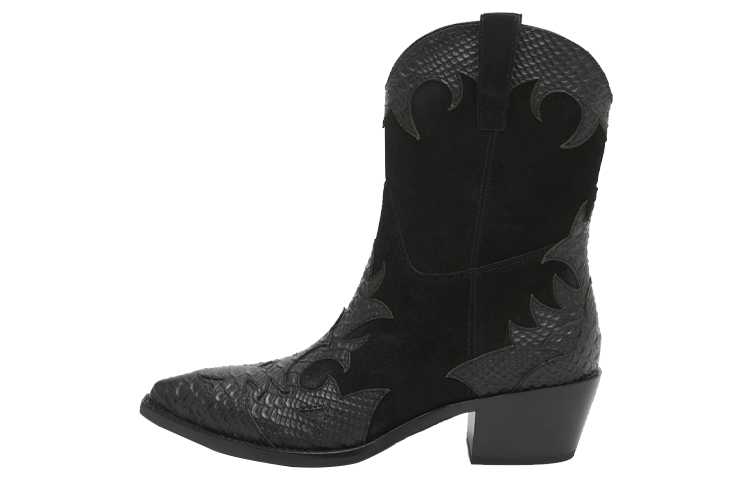 (W) Ash Ankle Boot 'Embossed Leather Black'