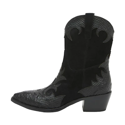(W) Ash Ankle Boot 'Embossed Leather Black'