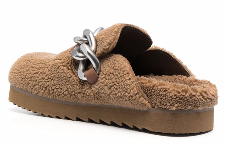 (W) Ash Brown 'Wool Chain Fashion Slides' 圖 3