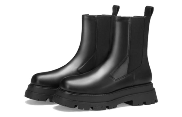 Order ASH 頭層牛皮 露營 短筒 切爾西靴 女款 黑色