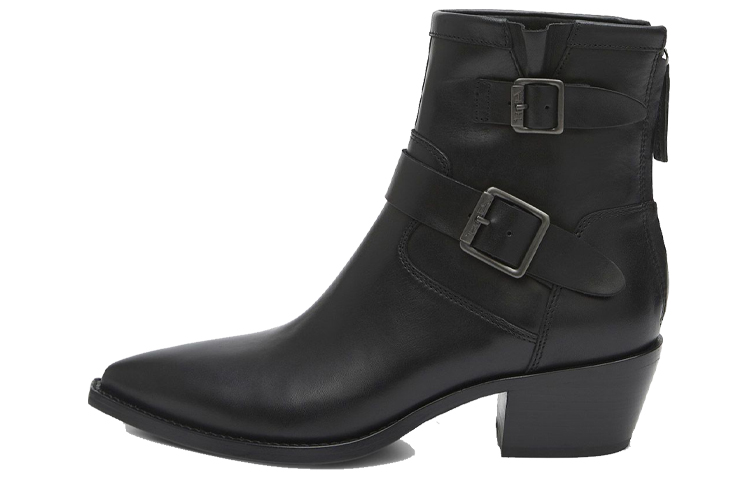 (W) Ash Double Buckle Leather Ankle Boots 'Black'