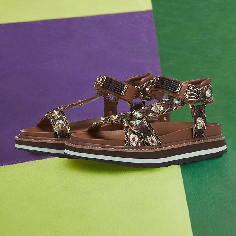 (W) Ash Fabric Velcro Flat Rivet Roman 'Light Brown' 圖 8