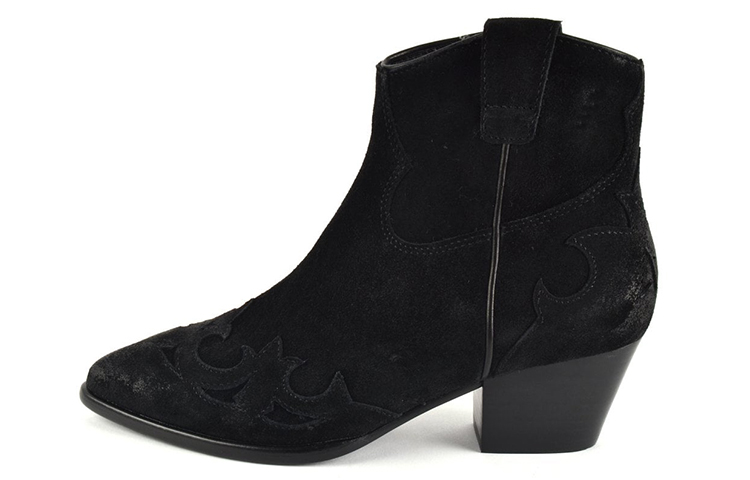 (W) Ash Harlow Ankle Boots 'Black Embroidered Velvet'