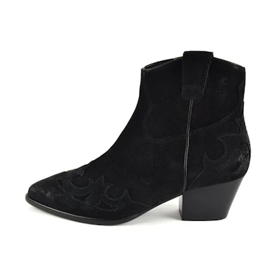 (W) Ash Harlow Ankle Boots 'Black Embroidered Velvet'