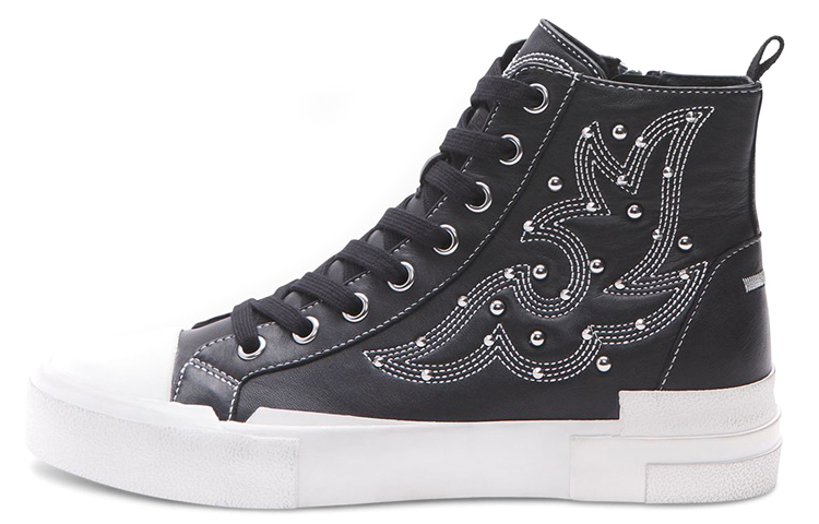 (W) Ash High-Top Fashion Sneakers 'Black Sheepskin'