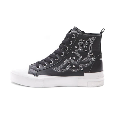 (W) Ash High-Top Fashion Sneakers 'Black Sheepskin'