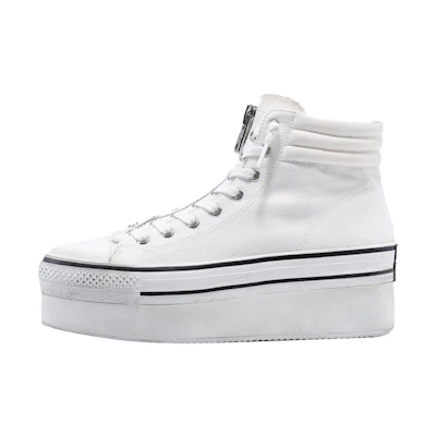(W) Ash Jagger Mid-Top Retro 'White Canvas'