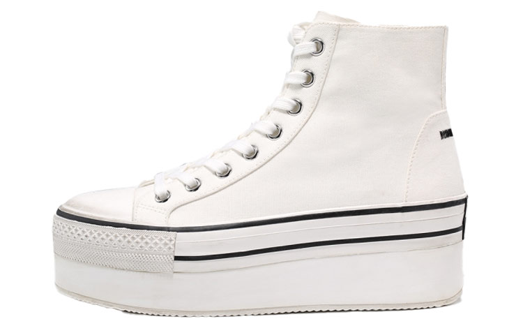 (Women) Ash Jess 'White Retro Platform Canvas' AK340F40047