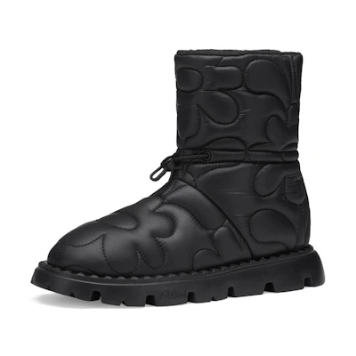 (W) Ash Jewel 'Black Fabric Short Snow Boots'
