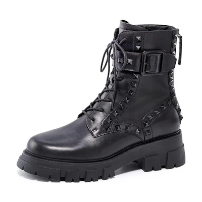 (W) Ash Lewis Studs 'Black Leather Studded Platform Boots'