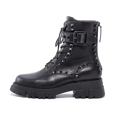 (W) Ash Lewis Studs 'Black Platform Marten Boots'