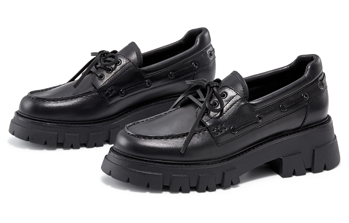 Lookbook (W) アッシュローファー ヴィンテージ風ラウンドトゥ黒 AK334L2207099