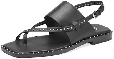 ASH Medina系列 復古金屬鉚釘夾趾平底羅馬涼鞋 女款 黑色 Order ASH Medina系列 復古金屬鉚釘夾趾平底羅馬涼鞋 女款 黑色