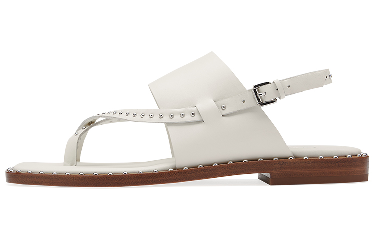 (Women) Ash Medina 'Retro Metallic Stud Toe-Post Flat Roman Sandal White' SS21-M-135225-004