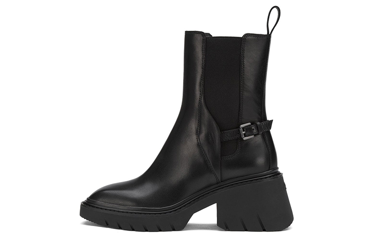 (W) Ash Oxford 'Black Chunky Heel Leather Chelsea'