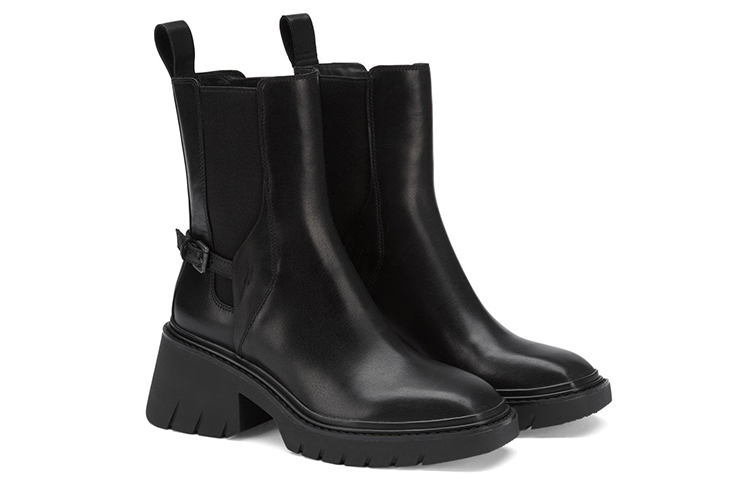 (W) Ash Oxford 'Black Chunky Heel Leather Chelsea' 圖 3
