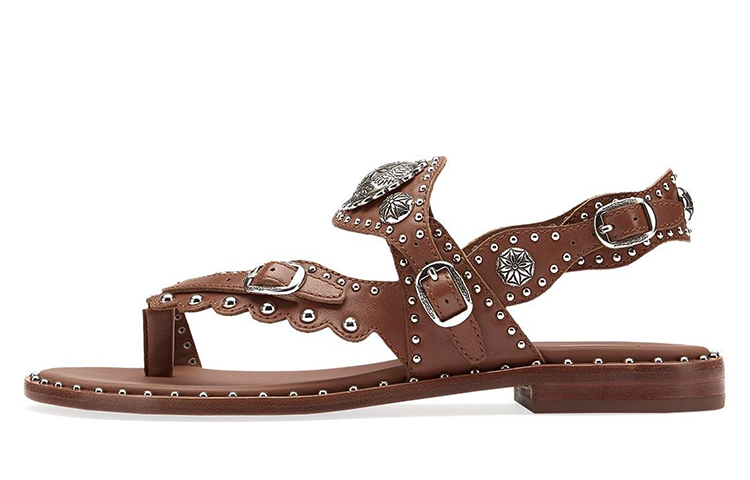 (W) Ash Pampa Brown 'Retro Metallic Roman T-Strap Thong Sandal'