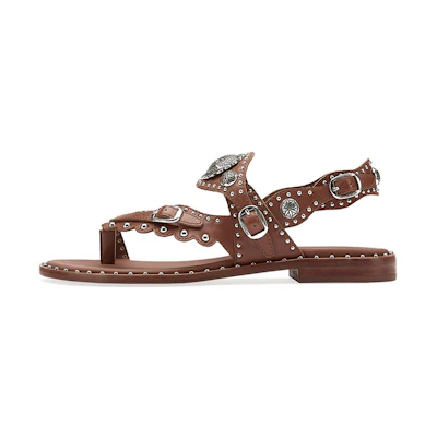 (W) Ash Pampa Brown 'Retro Metallic Roman T-Strap Thong Sandal'