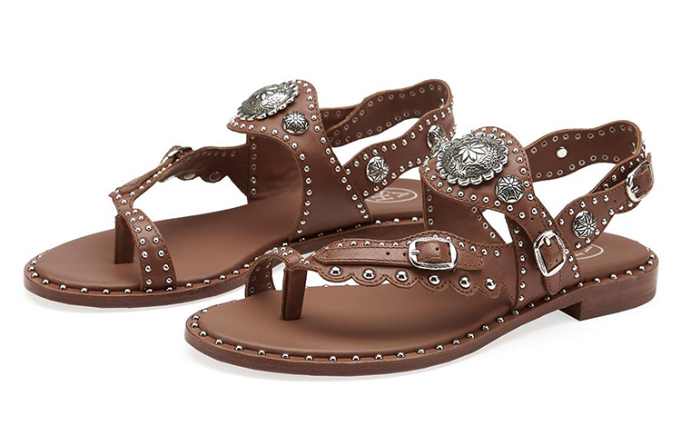(W) Ash Pampa Brown 'Retro Metallic Roman T-Strap Thong Sandal' 圖 2